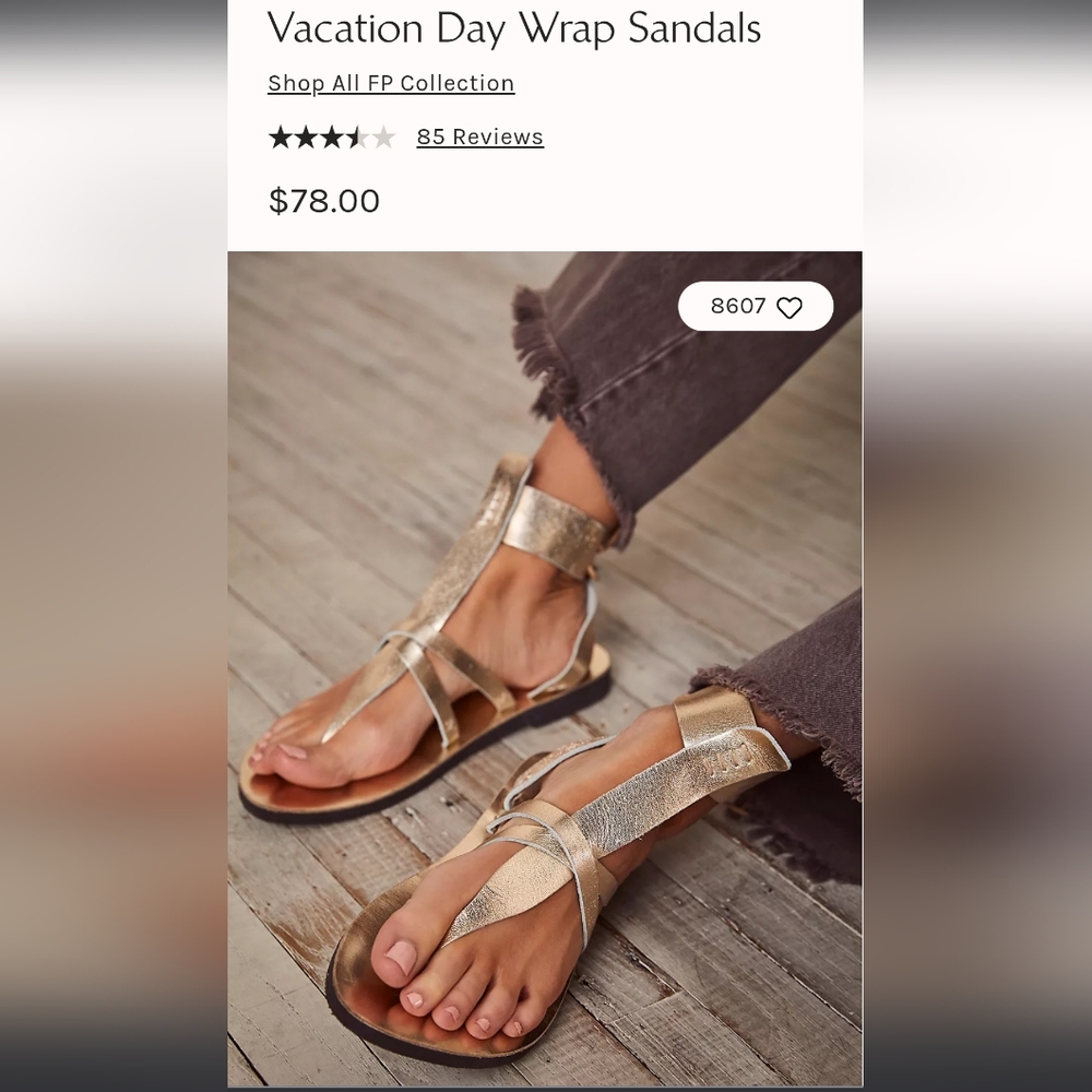 NEW FREE PEOPLE Vacation Day Wrap Sandals - Gold - Size 9